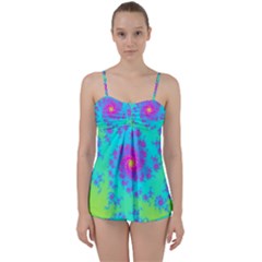 Spiral Fractal Abstract Pattern Babydoll Tankini Set by Pakrebo