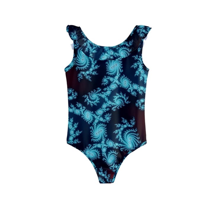 Fractal Spiral Abstract Pattern Art Kids  Frill Swimsuit