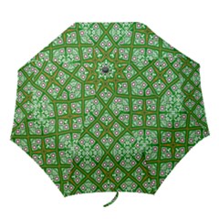 Symmetry Digital Art Pattern Green Folding Umbrellas by Pakrebo