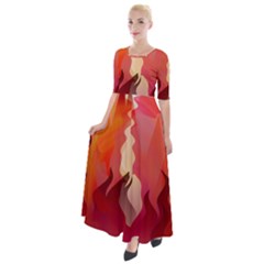 Fire Abstract Cartoon Red Hot Half Sleeves Maxi Dress by Pakrebo