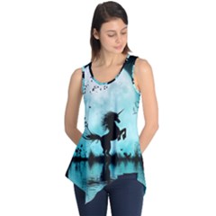 Wonderful Unicorn Silhouette In The Night Sleeveless Tunic by FantasyWorld7