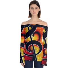 Clef Music Lines Notenblatt Off Shoulder Long Sleeve Top by HermanTelo