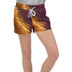 Lines Curlicue Fantasy Colorful Women s Velour Lounge Shorts by Bajindul