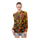 Color Abstract Artifact Pixel Long Sleeve Chiffon Shirt View1