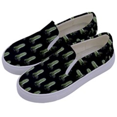 Cactus Black Pattern Kids  Canvas Slip Ons by snowwhitegirl