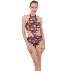 Lego Background Game Halter Side Cut Swimsuit by Mariart