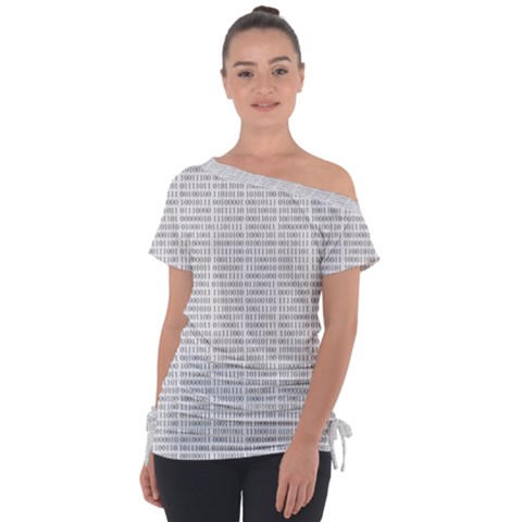 Binary Background Tie-up Tee by Bajindul