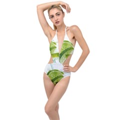 Lime Club Soda Drink Cocktail Plunging Cut Out Swimsuit by Pakrebo