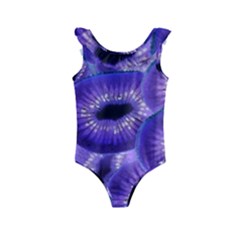 Sliced Kiwi Fruits Purple Kids  Frill Swimsuit by Pakrebo