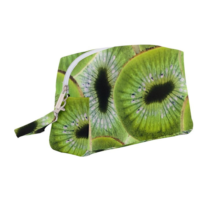 Sliced Kiwi Fruits Green Wristlet Pouch Bag (Medium)