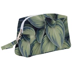 Closeup Photo Of Green Variegated Leaf Plants Wristlet Pouch Bag (large) by Pakrebo