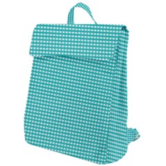 Gingham Plaid Fabric Pattern Green Flap Top Backpack by HermanTelo