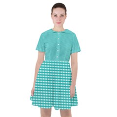 Gingham Plaid Fabric Pattern Green Sailor Dress by HermanTelo