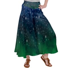 Background Blue Green Stars Night Satin Palazzo Pants by HermanTelo