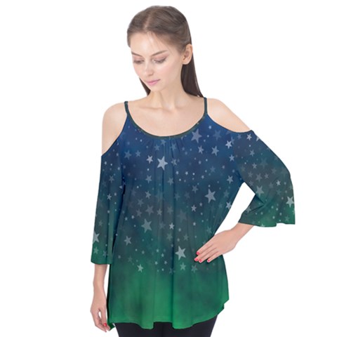 Background Blue Green Stars Night Flutter Tees by HermanTelo