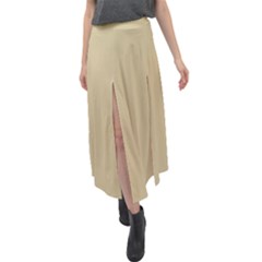 Cream Velour Split Maxi Skirt by designsbyamerianna