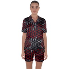 Canada Flag Hexagon Satin Short Sleeve Pyjamas Set by HermanTelo