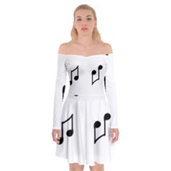 Piano Notes Music Off Shoulder Skater Dress by HermanTelo