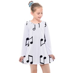 Piano Notes Music Kids  Long Sleeve Dress by HermanTelo