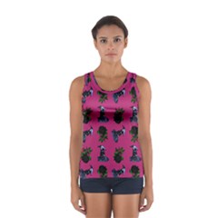 Gothic Girl Rose Pink Pattern Sport Tank Top  by snowwhitegirl