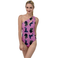 Gothic Girl Rose Light Pink Pattern To One Side Swimsuit by snowwhitegirl