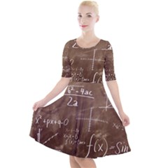 Mathematics Brown Quarter Sleeve A-line Dress by snowwhitegirl