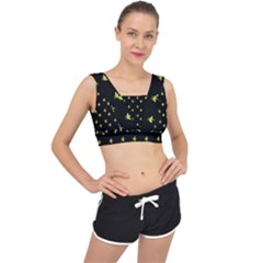 Peeled Banana On Black V-back Sports Bra by snowwhitegirl