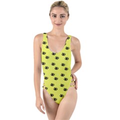 Yellow Eyes High Leg Strappy Swimsuit by snowwhitegirl