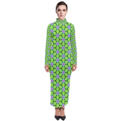 Pattern Green Turtleneck Maxi Dress by Mariart