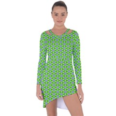 Pattern Green Asymmetric Cut-out Shift Dress by Mariart