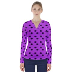 Purple Eyes V-neck Long Sleeve Top by snowwhitegirl