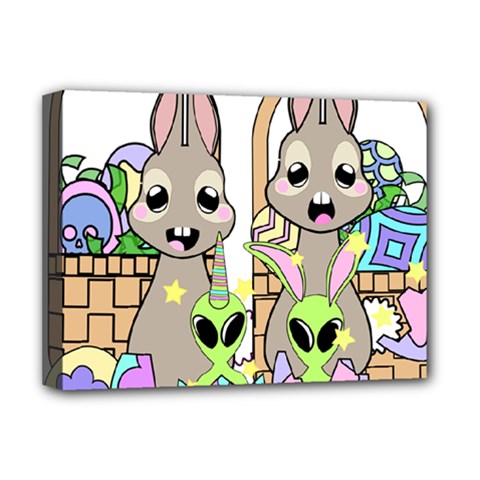 Graphic Kawaii Bunnies Deluxe Canvas 16  X 12  (stretched)  by Sudhe