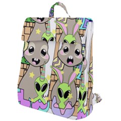 Graphic Kawaii Bunnies Flap Top Backpack by Sudhe