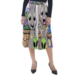 Graphic Kawaii Bunnies Classic Velour Midi Skirt  by Sudhe