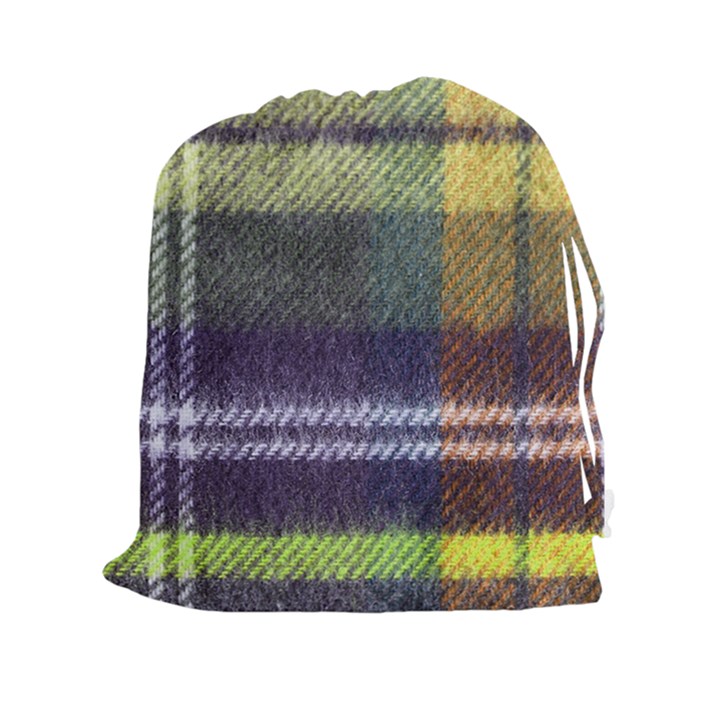 Yellow Plaid Flannel Drawstring Pouch (XXL)