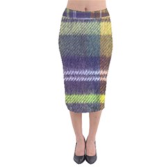 Yellow Plaid Flannel Velvet Midi Pencil Skirt by snowwhitegirl