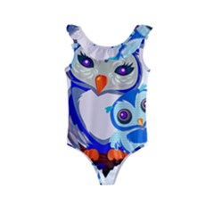 Owl Mother Owl Baby Owl Nature Kids  Frill Swimsuit by Sudhe