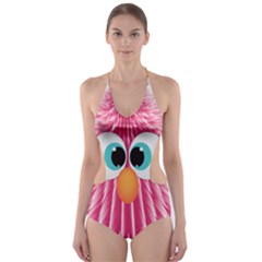 Bird Fluffy Animal Cute Feather Pink Cut-out One Piece Swimsuit by Sudhe