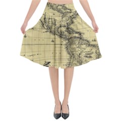 Map Vintage Old Ancient Antique Flared Midi Skirt by Sudhe