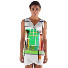 Business Finance Statistics Graphic Wrap Front Bodycon Dress by Simbadda