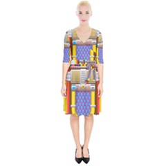 Jukebox Music Record Player Retro Wrap Up Cocktail Dress by Simbadda