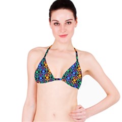 Pattern Background Bright Blue Bikini Top by Simbadda