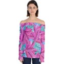 Leaves Tropical Reason Stamping Off Shoulder Long Sleeve Top View1