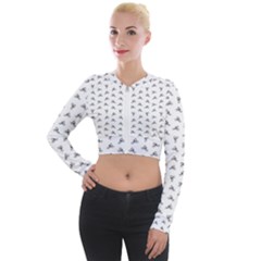 Cycling Motif Design Pattern Long Sleeve Cropped Velvet Jacket by dflcprintsclothing