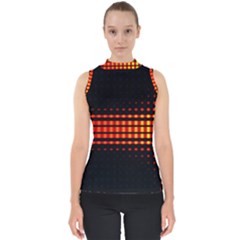 Signal Background Pattern Light Mock Neck Shell Top by Sudhe