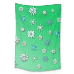 Snowflakes Winter Christmas Green Large Tapestry by HermanTelo