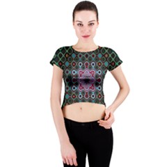 Digital Art Background Colors Crew Neck Crop Top by Sudhe