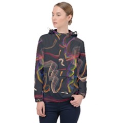 Abstract Smoke                      Women Hooded Front Pocket Windbreaker by LalyLauraFLM