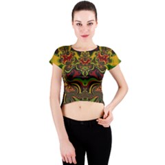 Fractal Art Artwork Design Art Pattern Crew Neck Crop Top by Pakrebo