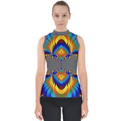 Abstract Art Artwork Digital Art Mock Neck Shell Top by Pakrebo